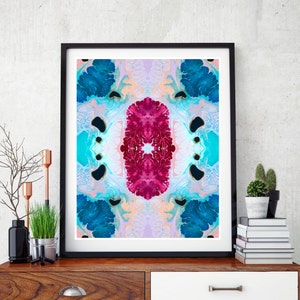 Abstract painting print, Geometric art print, abstract art, resin art wall print, modern wall art, magenta, pink, blue, pastel wall art.