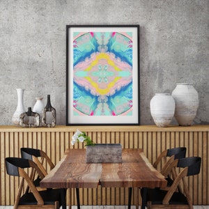 Pastel wall art.  Abstract art print, Geometric art. Home decor. Abstract wall decor. Gift idea. Modern wall art Pink Blue Aqua Yellow