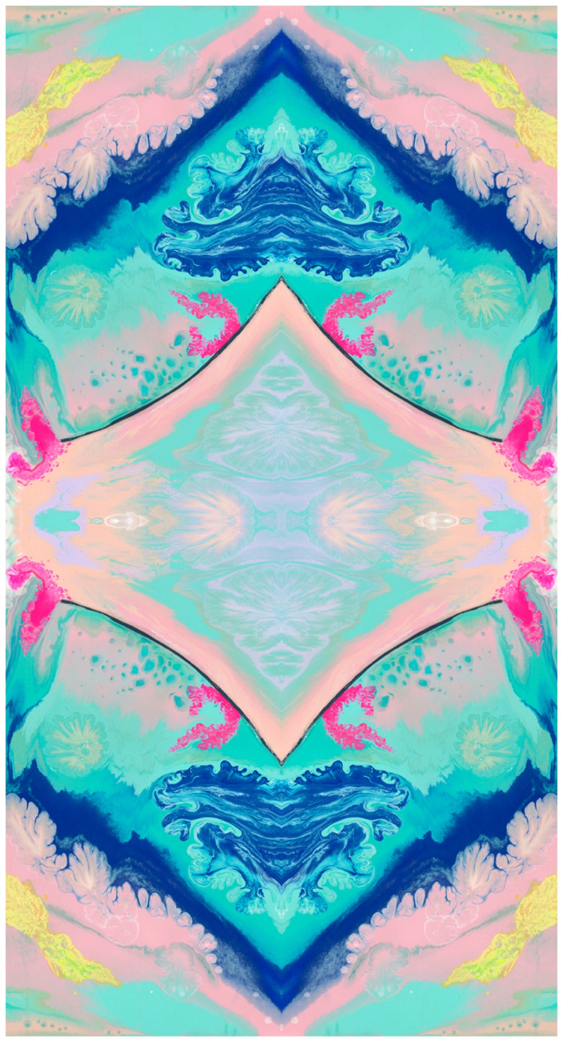 Pair of Abstract Wall Art Prints, Navy Blue Wall Art, Pink, Aqua, Mint, Modern Home Decor