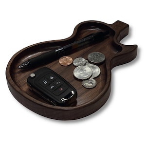 Guitar Catchall Tray: Wooden Valet Tray for Men
