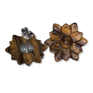 Hardwood Flower Earrings