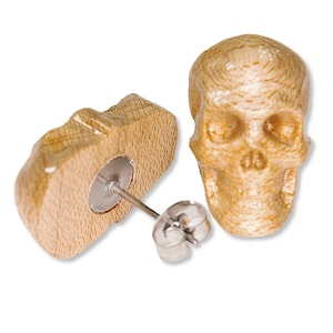 Wooden Skull Earrings