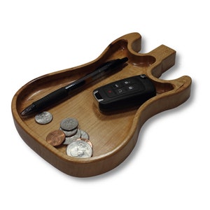 Guitar Valet Tray: Wooden Catchall Tray for Men