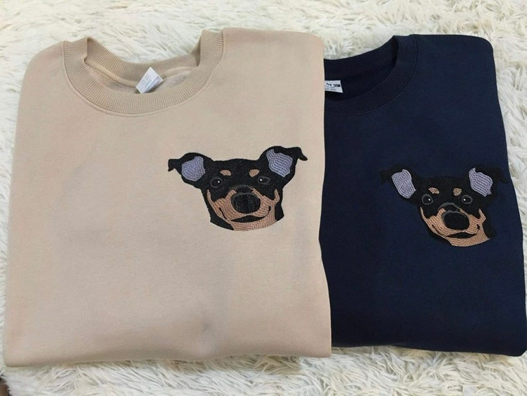 Custom Embroidered Pet Sweatshirts, Dog Portrait Round Neck Sweatshirts, Dog Portrait Gifts, Pet