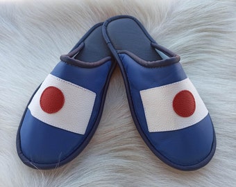 Babouches japonaises en cuir drapeau japonais Tokyo