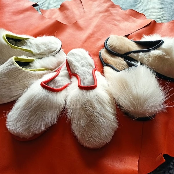 goat fur slippers