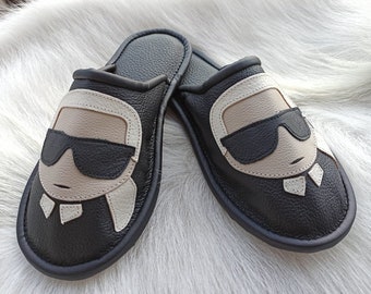 Karl Lagerfeld slippers fashion leather slippers unisex slippers simple