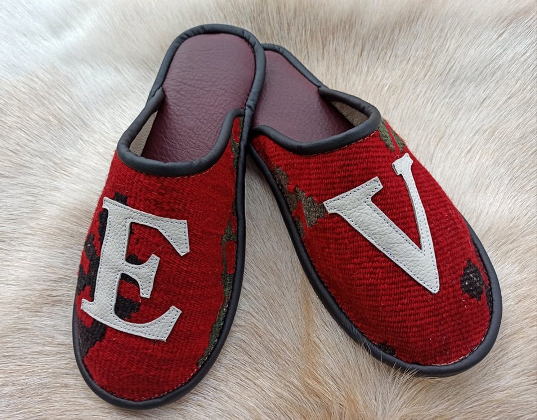 Kilim Monogrammed Slippers Antique Personalized Slippersunisexlarge