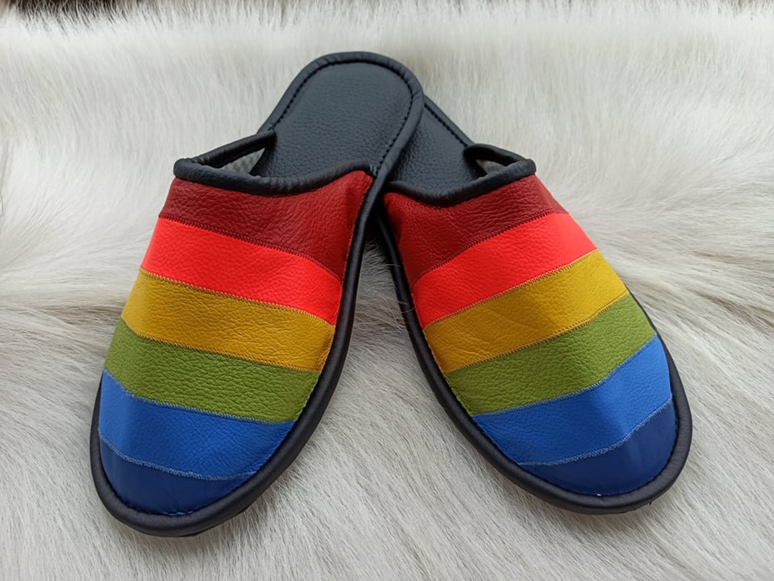 Rainbow Slipperslgbt Slippersgay Rainbow Pride Flag Etsy