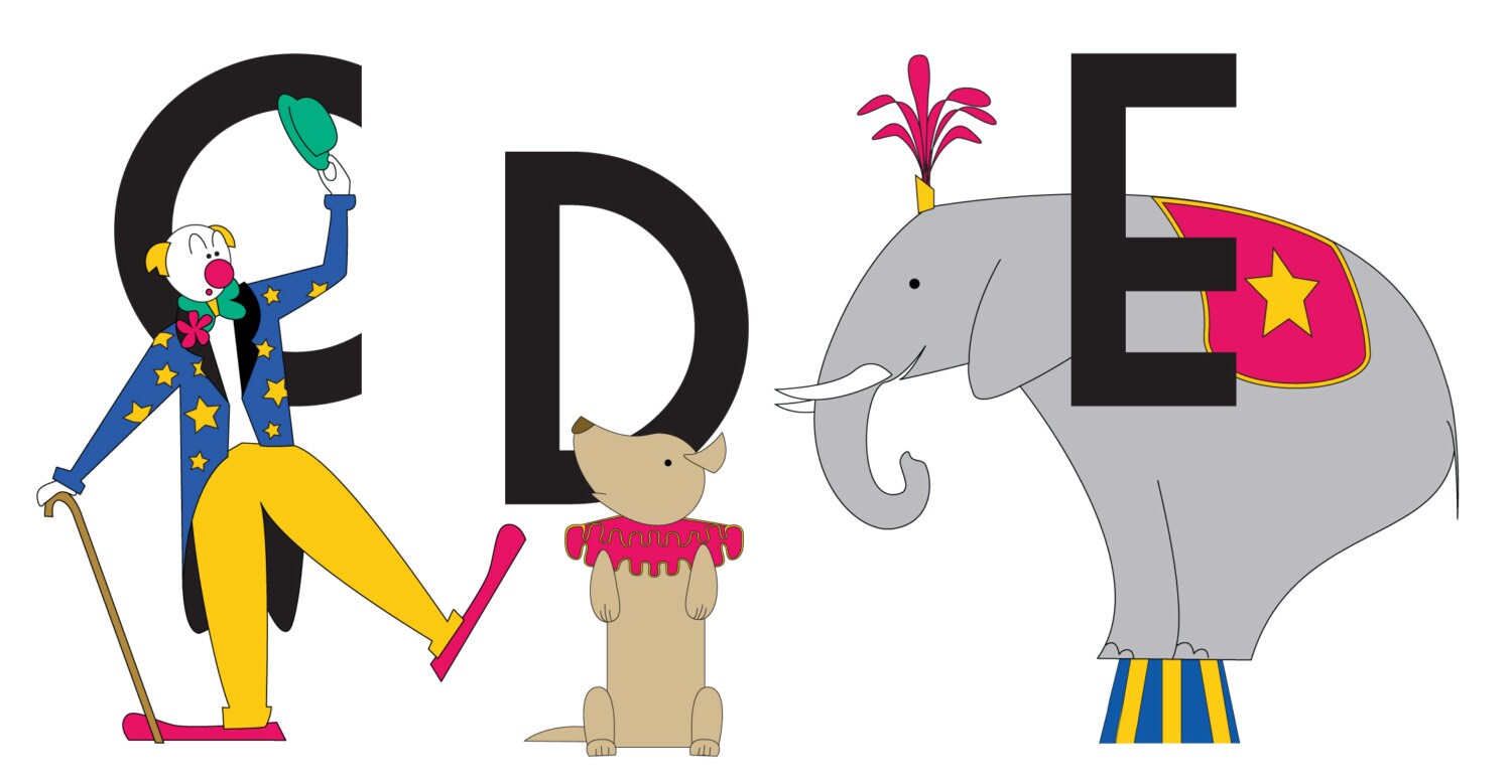 Alphabet Poster Circus Poster ABC Circus Alphabet Print Etsy