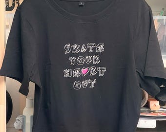Skate your heart out black crop top