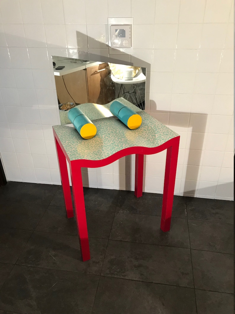 Michele de Lucchi table with mirror in formica, prototype from memphis milano, Ettore sottsass image 2