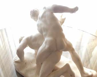 The uffizi wrestlers, sculpture carving in white carrara marble luthiers uffizi wrestelers marble uffizi lottatori marmo Greek Roman Art