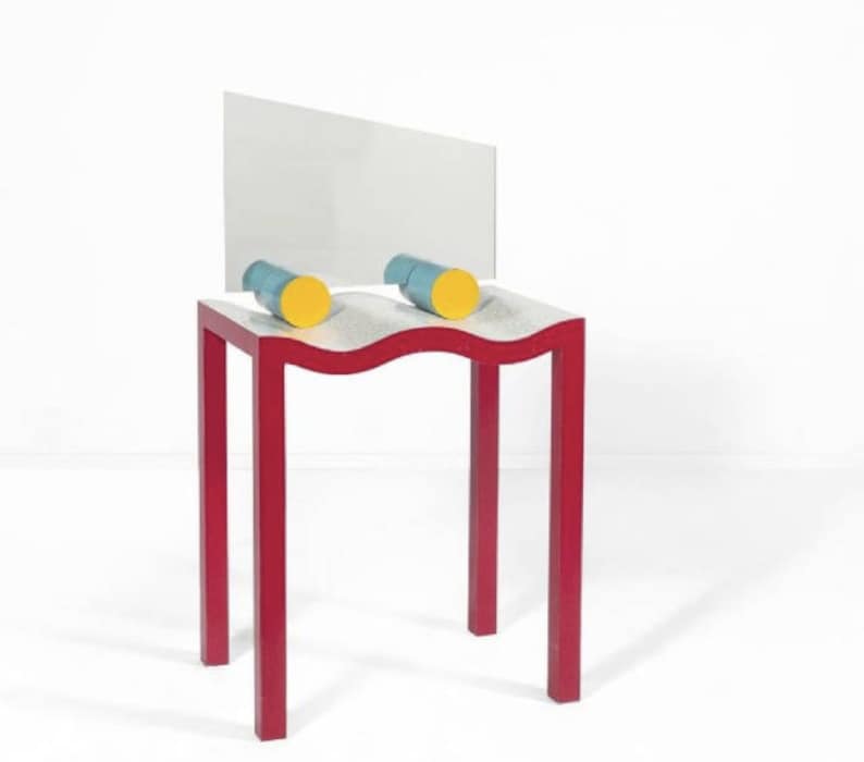 Michele de Lucchi table with mirror in formica, prototype from memphis milano, Ettore sottsass image 1