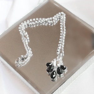 Audrey LBD Necklace -Black/ White Rhinestone Necklace - Artisan Black /White Necklace - Black /White Crystal Necklace - Gifts for Her