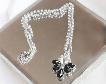 Audrey LBD Necklace -Black/ White Rhinestone Necklace - Artisan Black /White Necklace - Black /White Crystal Necklace - Gifts for Her