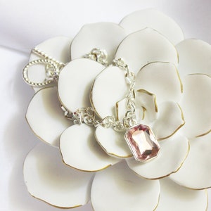 Pale Pink Elegance Rhinestone Bracelet-Blush Rhinestone Bracelet- Glamourous Pink Rhinestone Bracelet-Gifts for Her
