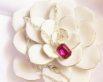 Bright Pink Elegance Rhinestone Necklace-Magenta Rhinestone Necklace- Glamourous Pink Rhinestone Necklace-Gifts for Her