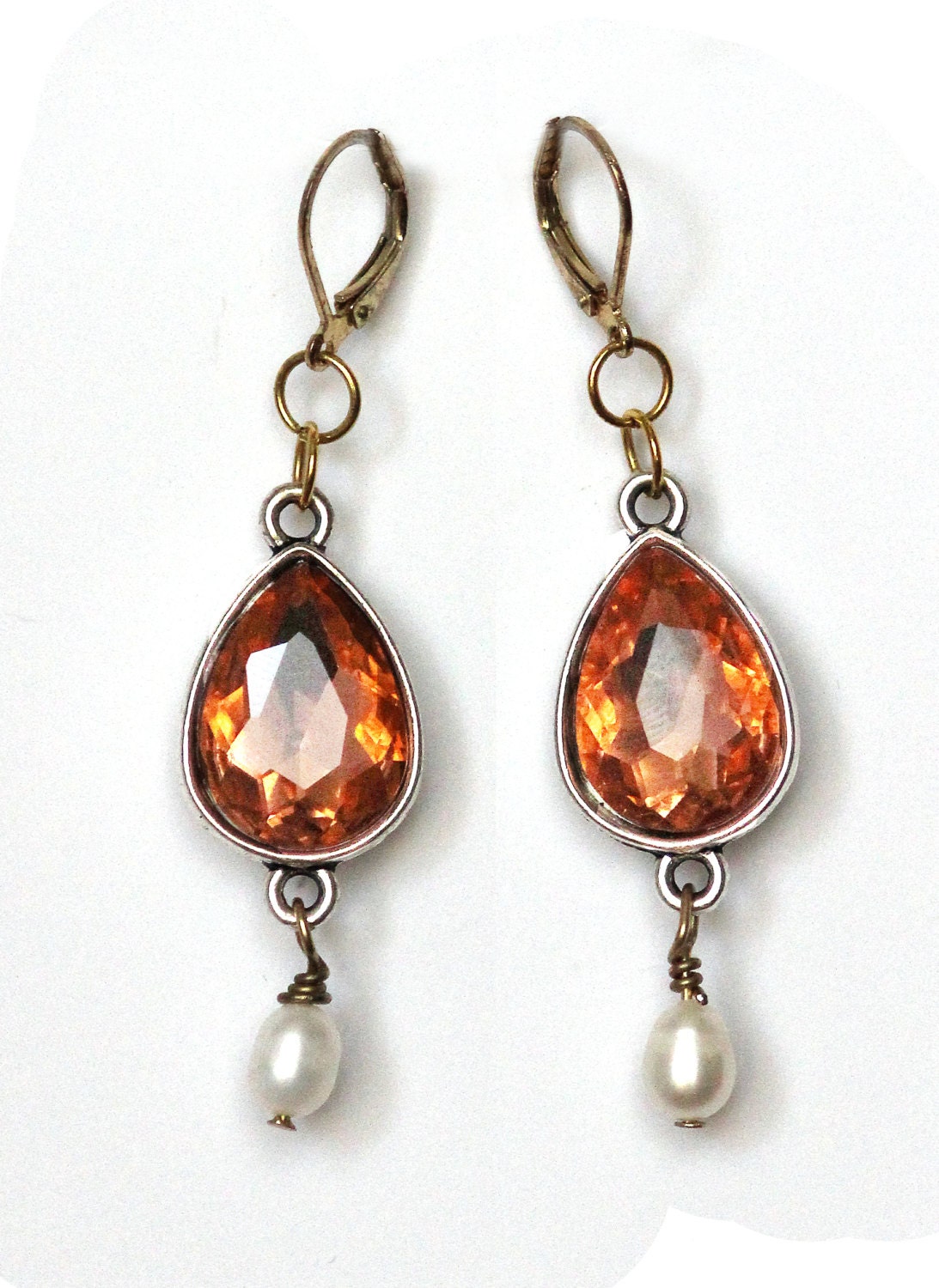 Champagne Rhinestone Earrings - Champagne Glamour Earrings - Artisan Champagne Rhinestone Earrings - Gifts for Her