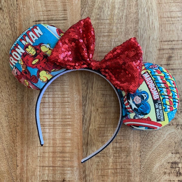 Marvel Avengers Superhero Comic Book Mickey Minnie Mouse Ears Hulk Captain America Iron Man Thor Head Band Headband