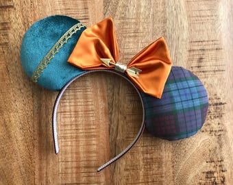 Merida Brave Mickey Minnie Mouse Ears Princess Headband Head Band DunBroch Scotland Scottish Tartan
