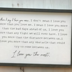 Rustic Home Decor Over the Bed Sign I Love You the Most Large Farmhouse ...
