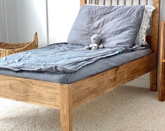 Toddler Bed, Kids Furniture, Toddler Headboard with Dowels, Child's Bed Frame, Wooden Toddler Bed