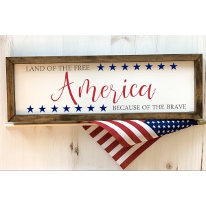 Patriotic Farmhouse Sign | Rustic Home Decor | America Sign | 4th of July Decor
