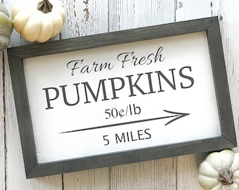 Farm Fresh Pumpkin Sign | Rustic Fall Sign | Rustic Home Decor | Farmhouse Decor