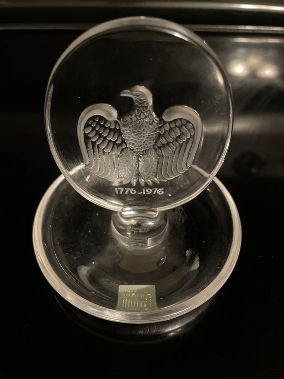 Vintage ring holder, bald eagle, Lalique Crystal 1