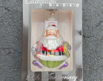 Christopher Radko, Santa ornament, 25th anniversary, celebrations by Radico, ornament in original packaging