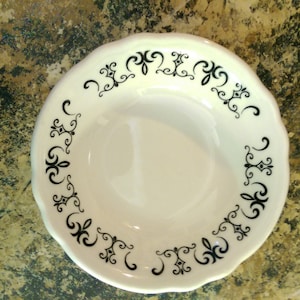 Vintage Ironstone Bowl: Homer Laughlin Black & White Trinket Dish