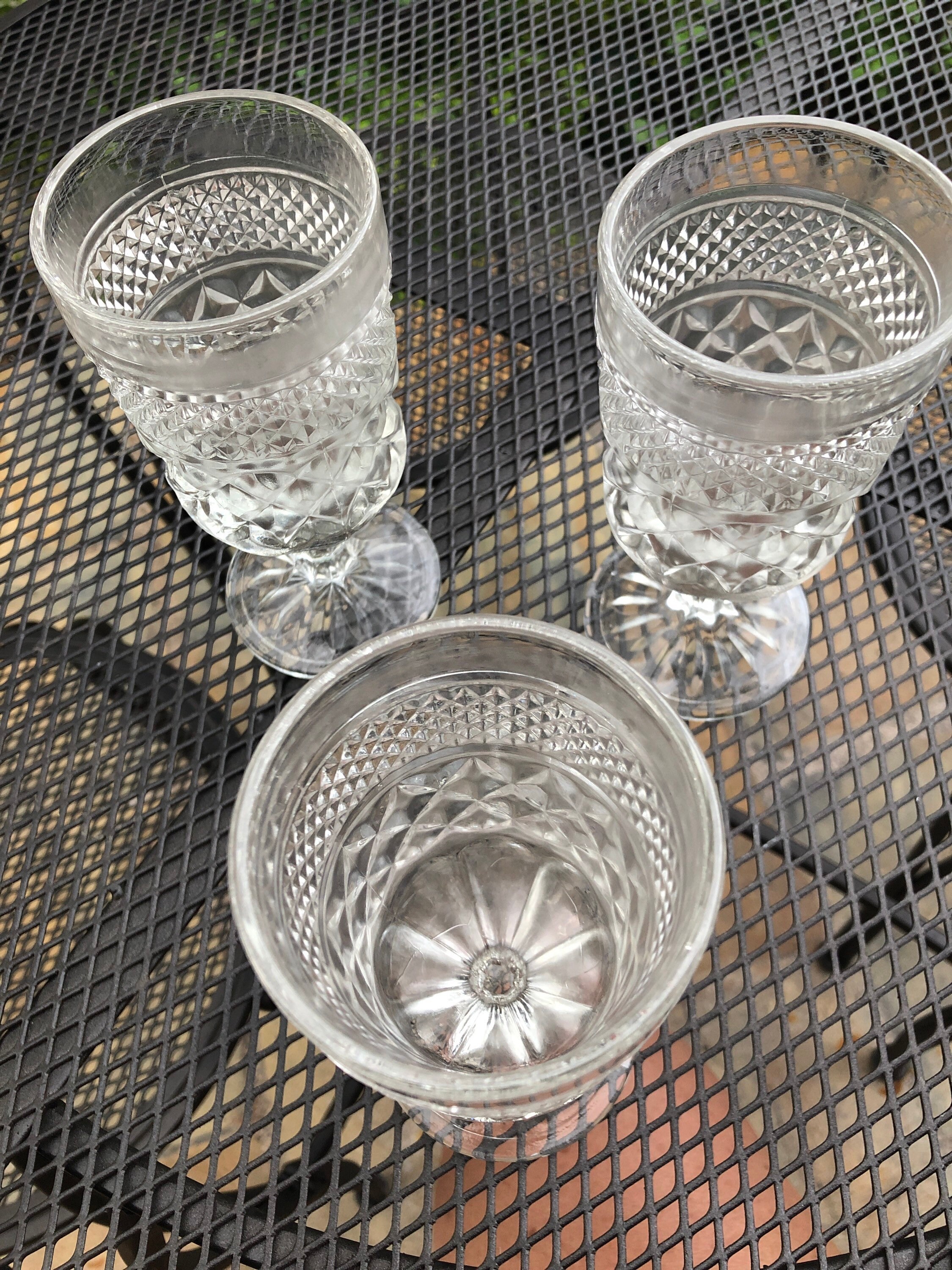 Vintage Pressed Glass Water Glass, Fostoria Stemware, Heavyweight