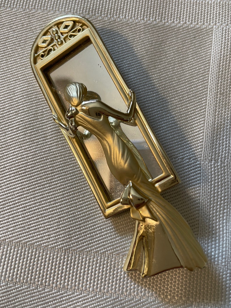 Art deco pin, fashion, piece, lady, with a mirror, roaring 20s image 2
