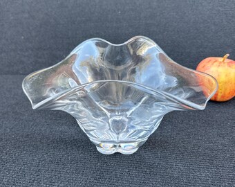 Vintage Duncan & Miller Canterbury Crimped Glass Bowl Centerpiece, make up bowl