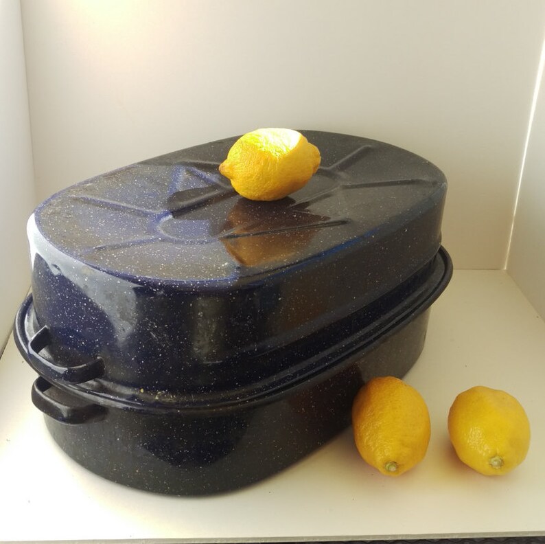 roasting pan granite ware turkey pan free shipping Midnight blue vintage enamelware roasting pan will be the star of your turkey dinner