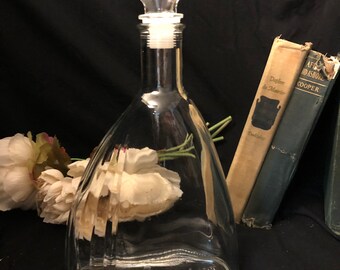 vintage, milieu du siècle, ancre hocking Decanter, verre cristallin avec bouchon