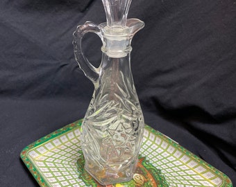 Vintage Decanter, crystal clear glass with stopper