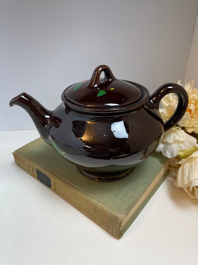 Vintage Royal Canadian Art Pottery Tea Pot, Handcrafted Chocolate Colored Tea Pot, Ceramic Tea