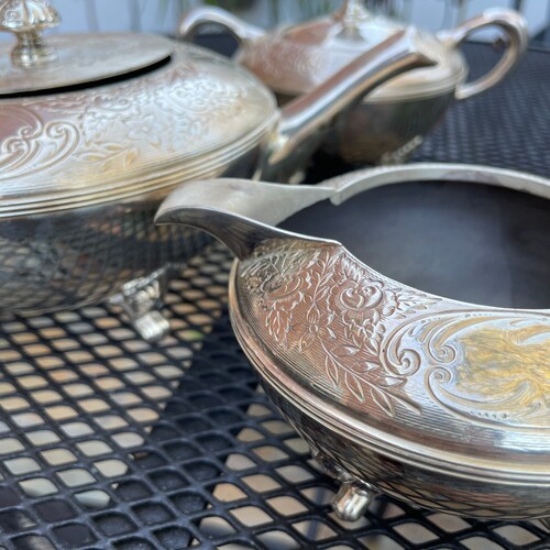 Vintage 3 piece tea set by Eureka Silver Co shops
