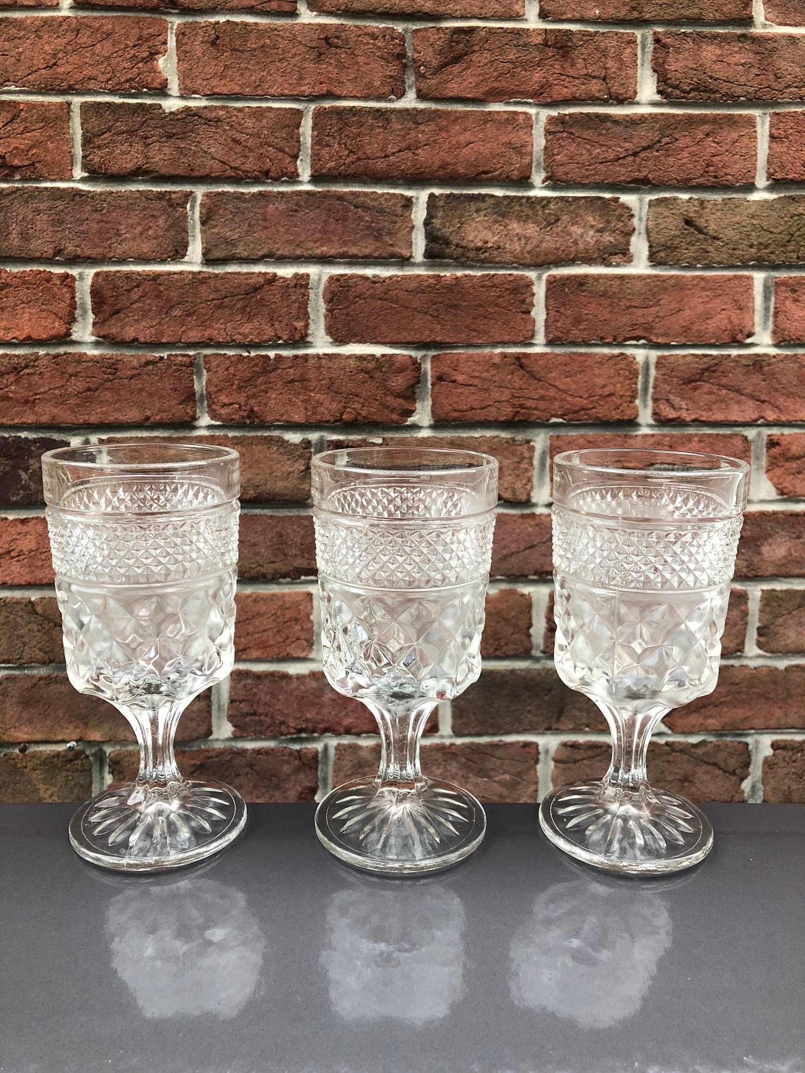 Vintage Pressed Glass Water Glass, Fostoria Stemware, Heavyweight
