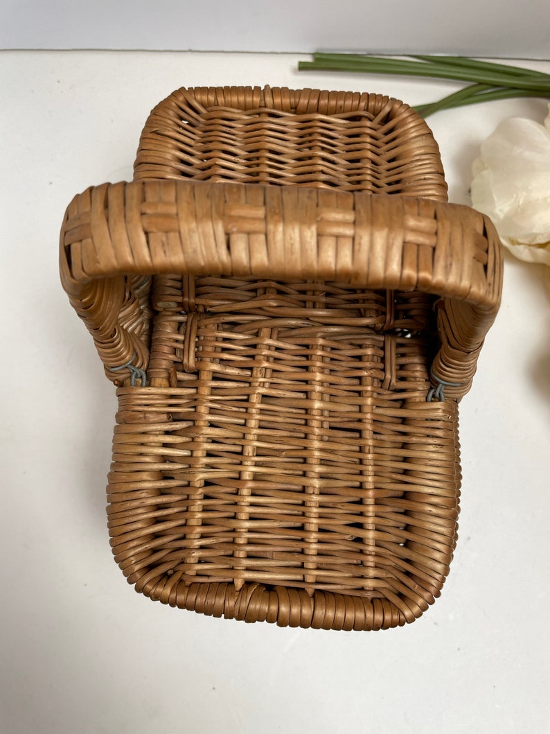 Vintage Handwoven Child Sized Picnic Basket Has a Sturdy Etsy