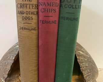 Trio of Vintage Albert Payson Terhune Dog Books  The Critter A Dog Named Chips Buff: A Collie