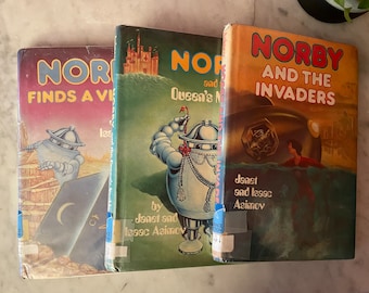 Trio of NORBY Vintage Books by Janet and Isaac Asimov 1980s collectible young adult sci fi