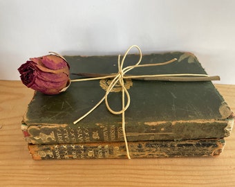 Pair of Vintage Books Emerson and Longfellow leatherbound late 1800s