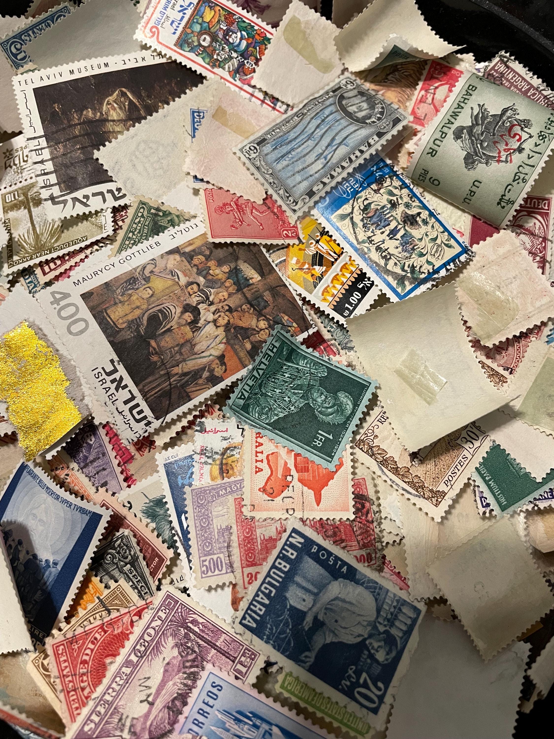 Vintage Postage Stamps (200plus) used/ unused  ephemera ; international,random selection, art, craft, journaling, scrapbooking- vg condition
