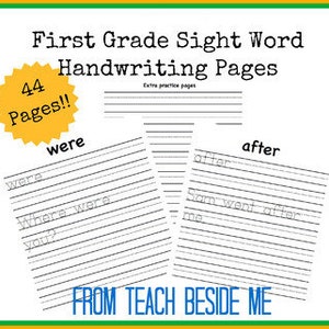 First Grade Sight Word Handwriting Pages