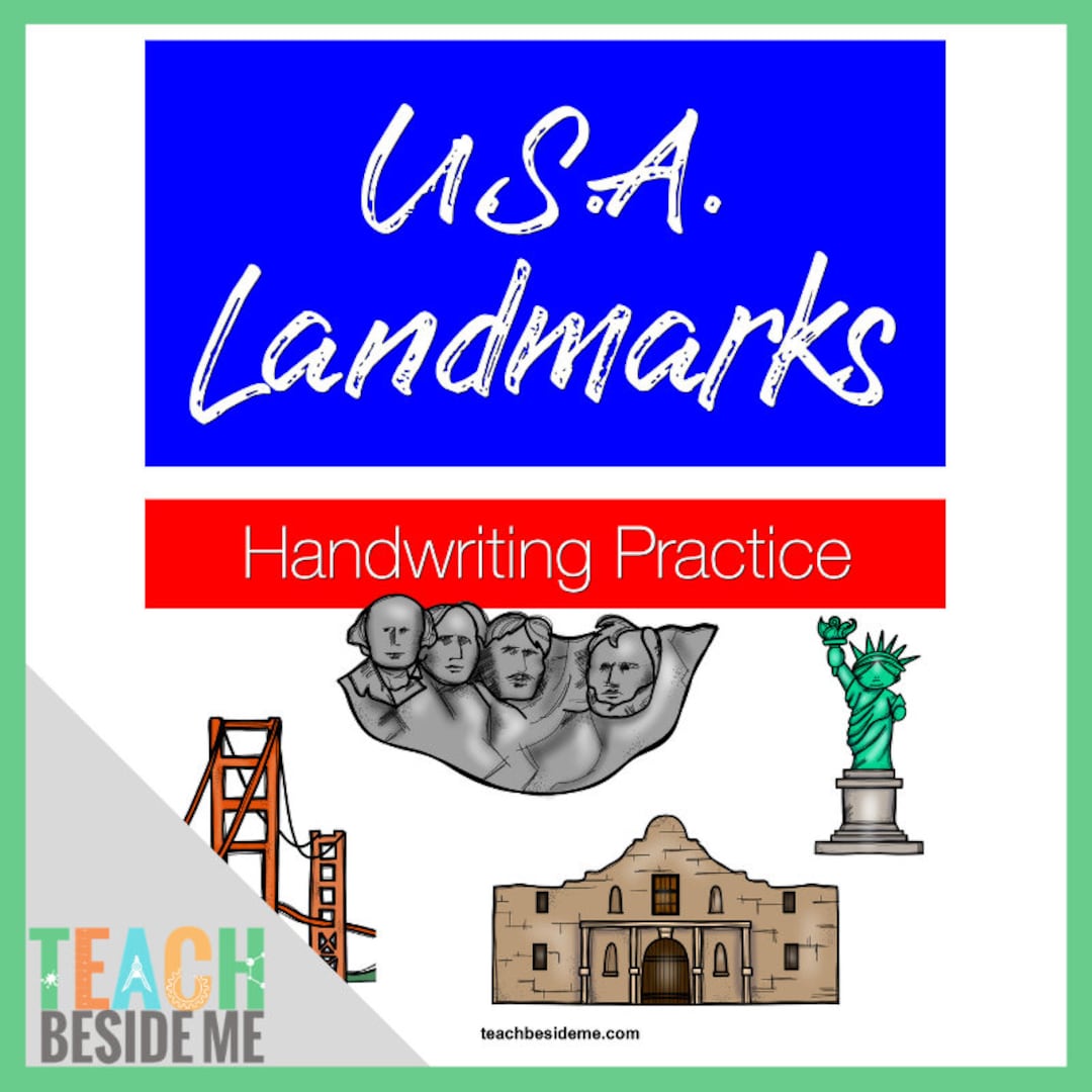 USA Landmarks Handwriting Practice - Etsy