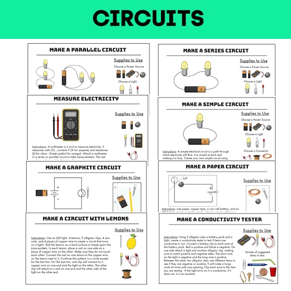 Building Electric Circuits STEM Challenge Cards