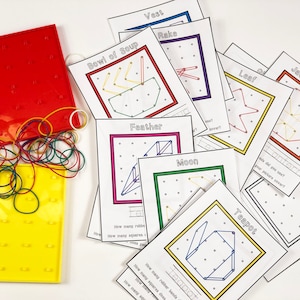Tarjetas de actividades de geoplano de otoño